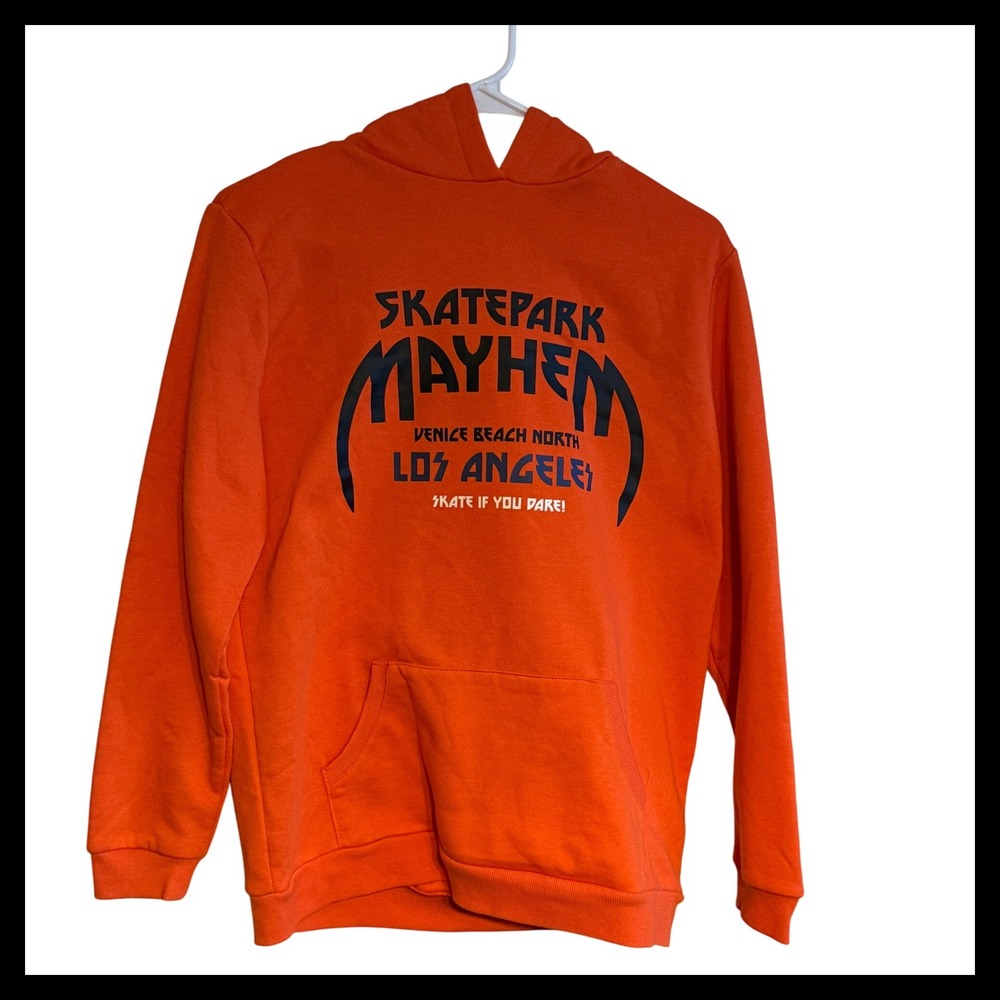 NWOT Orange Skatepark Mayhem Venice Beach Los Angeles Graphic Hoodie 13-14 Years